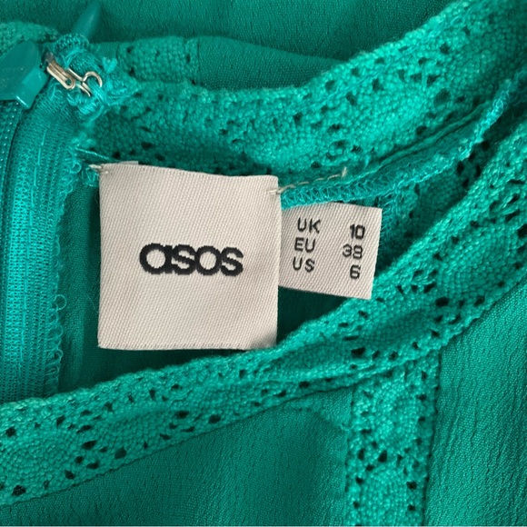 Asos - Embroidered, Emerald Green, Short-Sleeve Dress, Size 6 - Picture 11 of 13